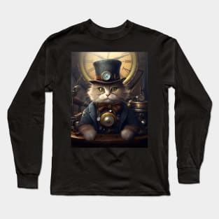 Stylish Steampunk Cat Long Sleeve T-Shirt